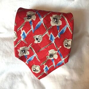 Robert Talbott Studio Tie Mens OS Red Blue Floral Geometric Silk Excellent